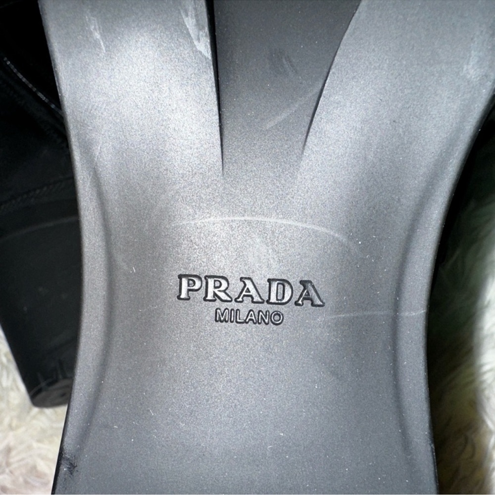 Prada Black Lug Sole Lace-Up Ankle Boots - Picture 13 of 14